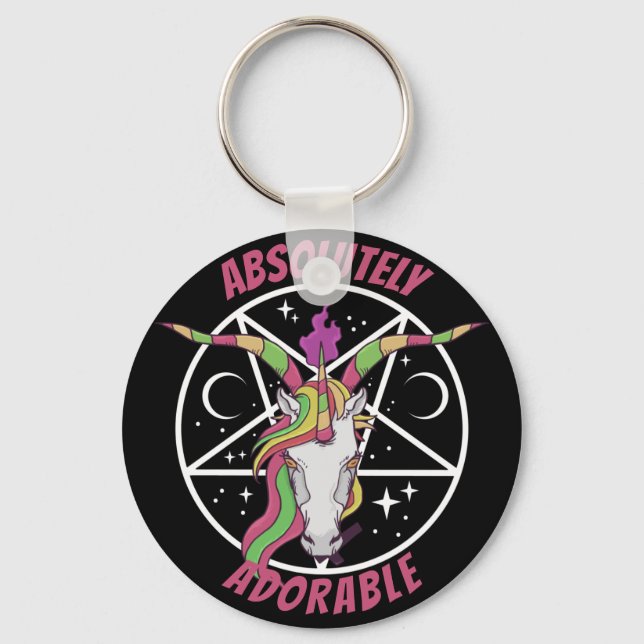Llavero Adorable arcoiris Unicornio Baphomet Gótico (Anverso)