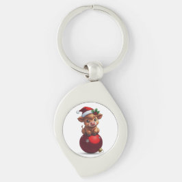 Llavero adorable baby highland cow sitting