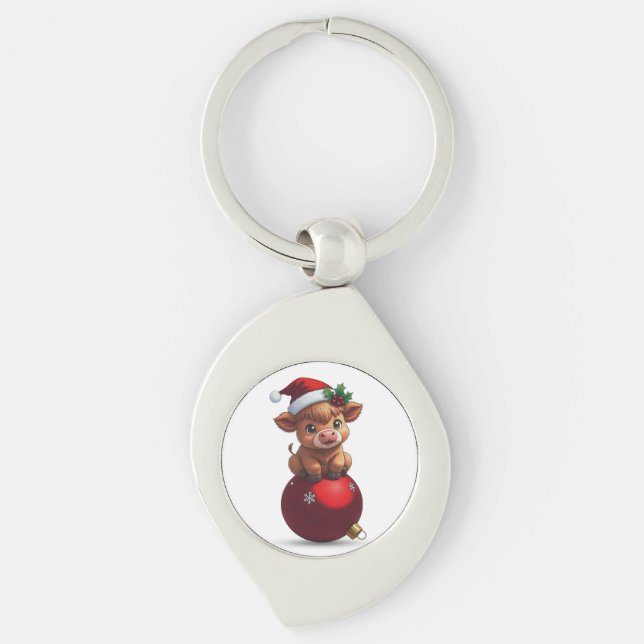 Llavero adorable baby highland cow sitting (Anverso)