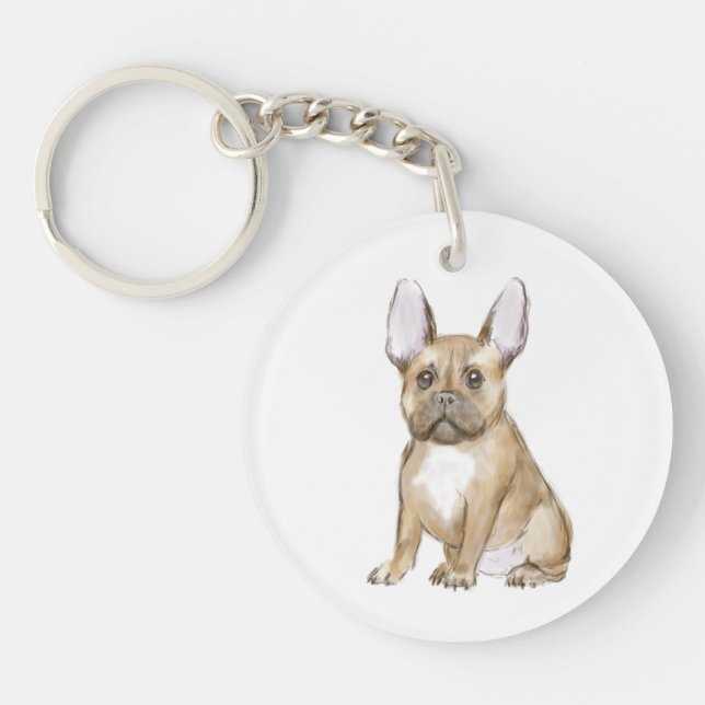 Llavero Adorable cachorro de bulldog francés (Frente)