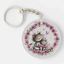 Llavero Adorable Cat Illustration Acrylic Keychain
