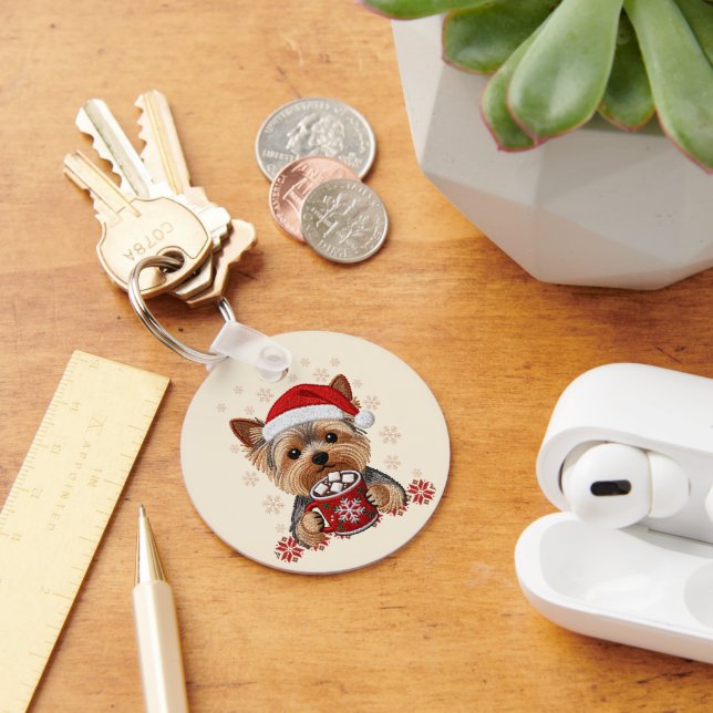 Llavero Adorable Christmas Yorkshire Terrier (Escritorio )