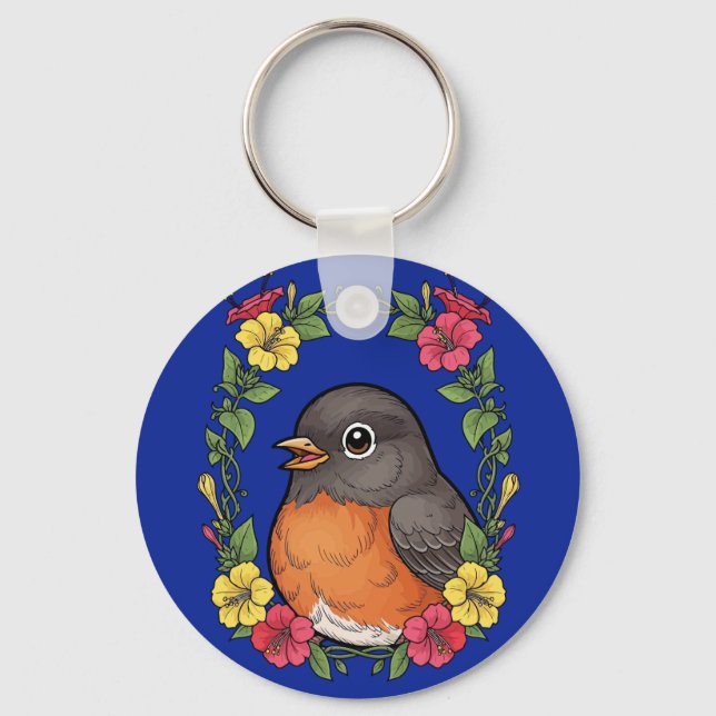 Llavero Adorable Connecticut Bird With Mirabilis (Anverso)