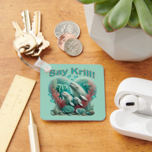 Llavero Adorable "Di Krill" Retrato de familia de ballenas