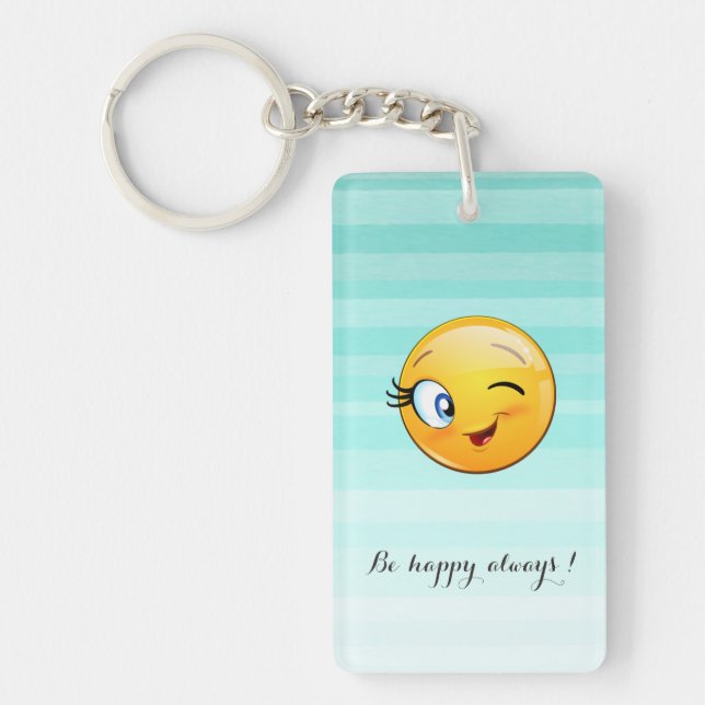 Llavero Adorable Emoji Winking Face-Be feliz siempre (Frente)