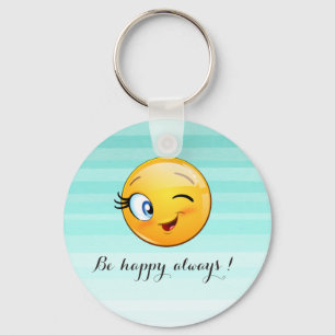 Llavero Adorable Emoji Winking Face-Be feliz siempre
