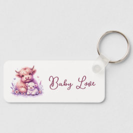 Llavero Adorable Floral Highland Cow Baby Shower