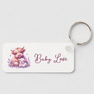 Llavero Adorable Floral Highland Cow Baby Shower