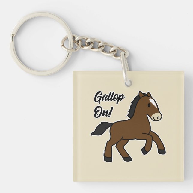 Llavero Adorable Gallop On! Happy Foal Kawaii Horse Design (Frente)