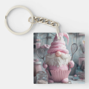 Llavero Adorable Gnome De Hormigón Rosa