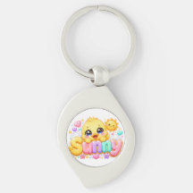 Adorable Kawaii Pollito Soleado Nombre Pastel Rosa