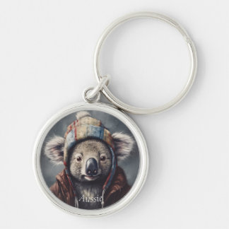 Llavero Adorable koala usando adorable gorra adaptable