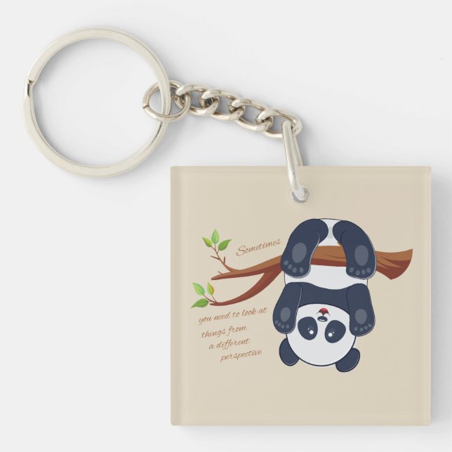 Llavero adorable panda colgando boca abajo (Frente)