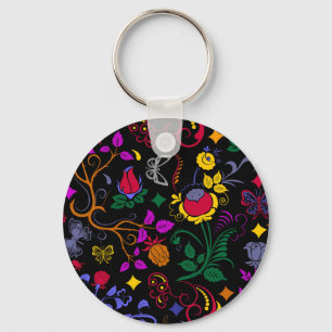 Llavero Adorable patrón floral colorido 