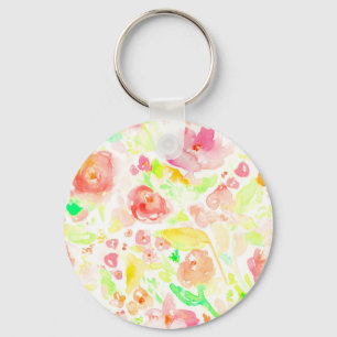 Llavero Adorable patrón floral de acuarela colorida