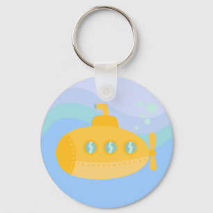Llavero Adorable submarino amarillo sumergido bajo el agua