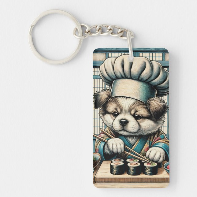 Llavero Adorable Sushi Chef Puppy (Frente)