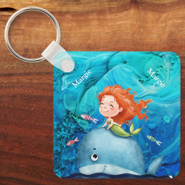 Llavero Adorables Bodega De Criaturas Oceánicas Sirena Y P (Anverso)