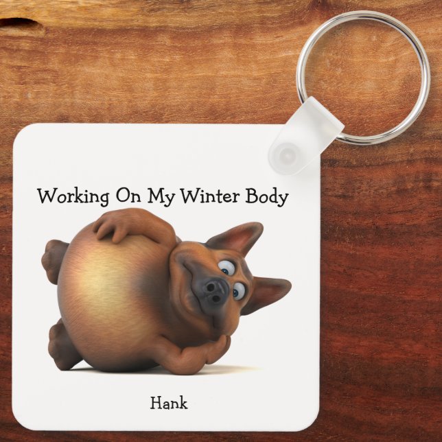 Llavero Adorables Funny Fat Puppy Personalizado (Reverso )