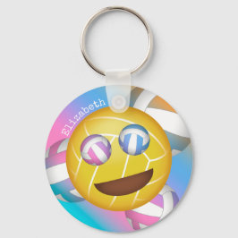 Llavero adorables pasteles arcoiris sonriendo emoji de vol