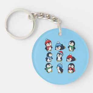 Llavero Adorables Pingüinos de Navidad Kawaii Invierno Cop