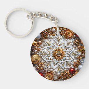 Llavero adorno de copo de nieve 3d