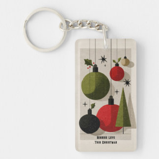 Llavero Adornos Navideños Modernos de Mitad de Siglo Retro