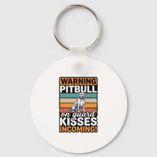 Llavero Advertencia de Pitbull Besos Entrantes Diseño de P