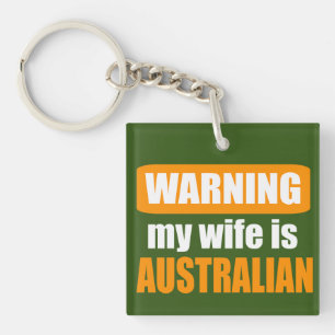 Llavero Advertencia: mi esposa es australiana