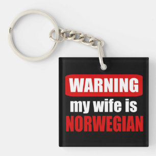 Llavero Advertencia: mi esposa es noruega