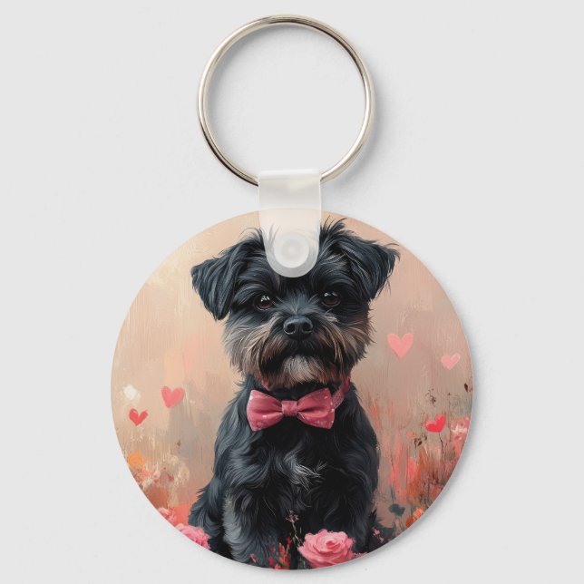Llavero Affenpinscher con Rosas - Día de San Valentín (Anverso)