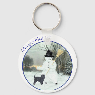 Llavero Affenpinscher y muñeco de nieve