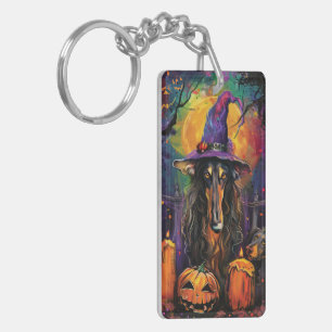 Llavero Afgano aterrador de Halloween Bruja y calabaza