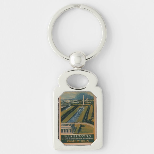 Llavero Afiche de viaje de Washington DC (Anverso)