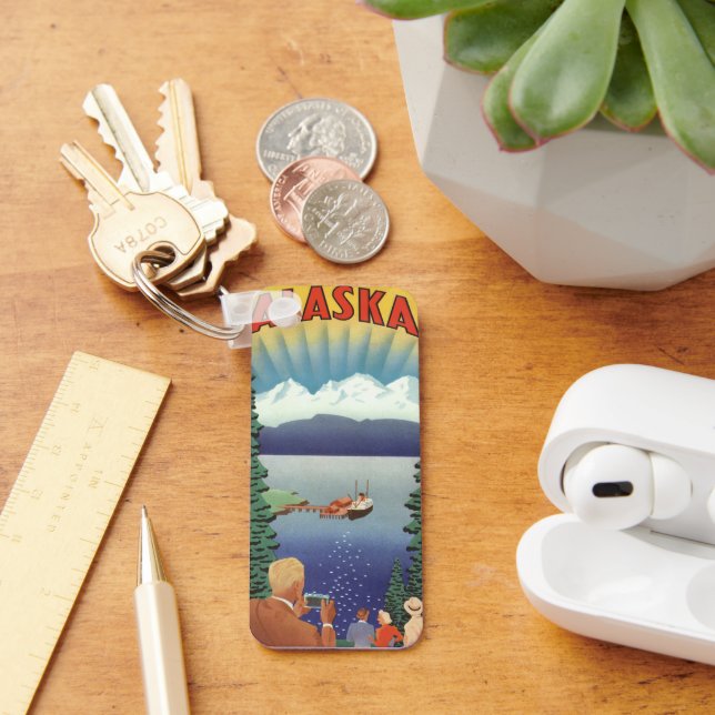 Llavero Afiche de Viajes de Alaska, paisaje escénico (Escritorio )