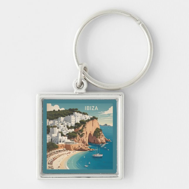 Llavero Afiche de viajes de Ibiza, España (Frente)