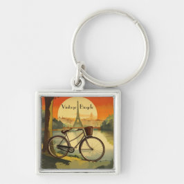 Llavero Afiche de viajes en bicicleta, personalizable de P
