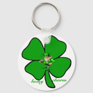 Llavero afortunado del trébol de Leprecon del