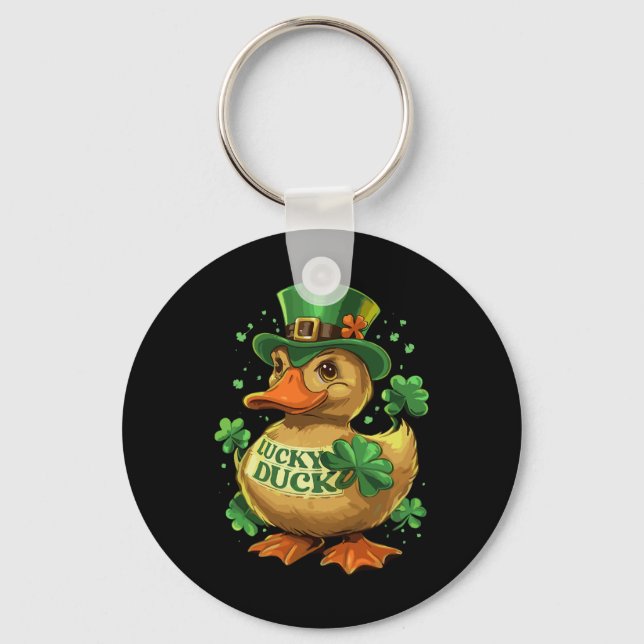Llavero Afortunado Duck Shamrock Funny St Patricks Day Wat (Anverso)