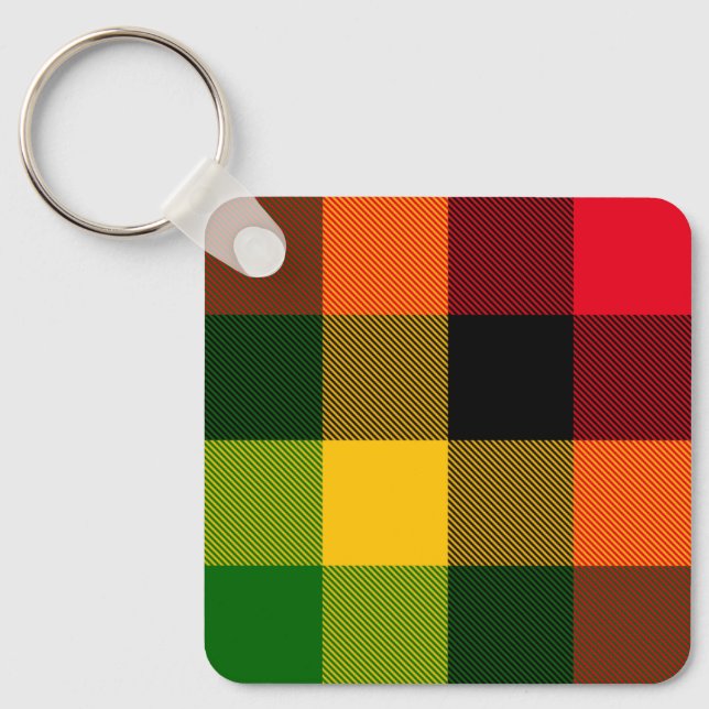 Llavero  African Rasta Reggae Colours Plaid Pattern Design (Anverso)