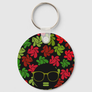 Llavero Afro Diva Rojo Rosa Verde