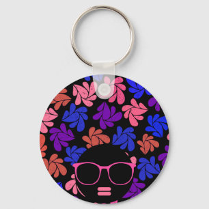 Llavero Afro Diva Rosa Lavanda Azul