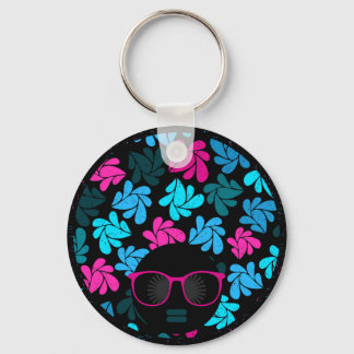Llavero Afro Diva Turquesa y Rosa Caliente