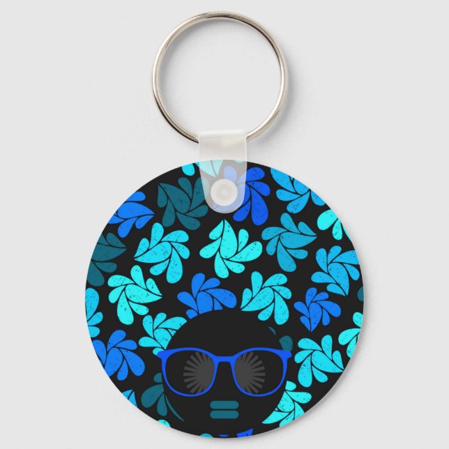 Llavero Afro Diva Turquoise Keychain Verde azulado (Anverso)