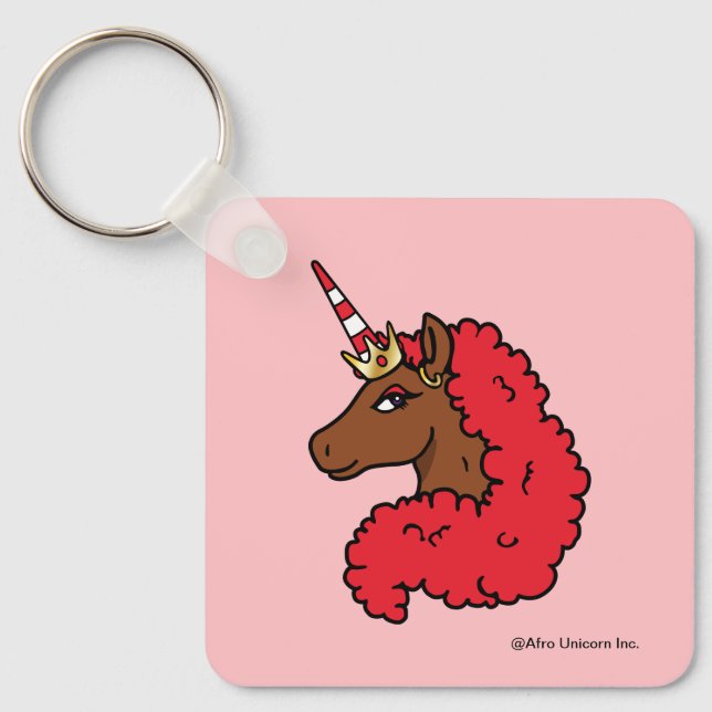 Llavero Afro rojo unicornio (Anverso)