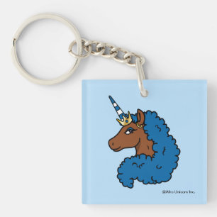Llavero Afro unicornio azul
