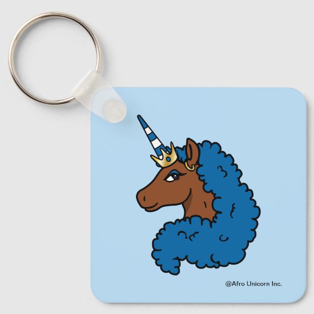 Llavero Afro unicornio azul (Anverso)