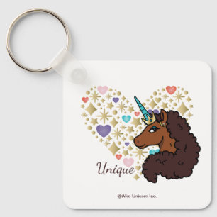 Llavero Afro Unicornio   Diseño de corazón único