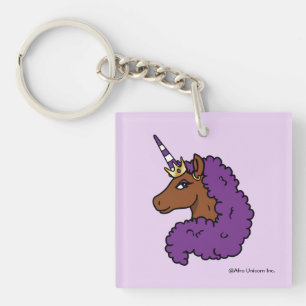 Llavero Afro Unicornio púrpura