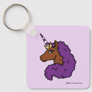 Llavero Afro Unicornio púrpura